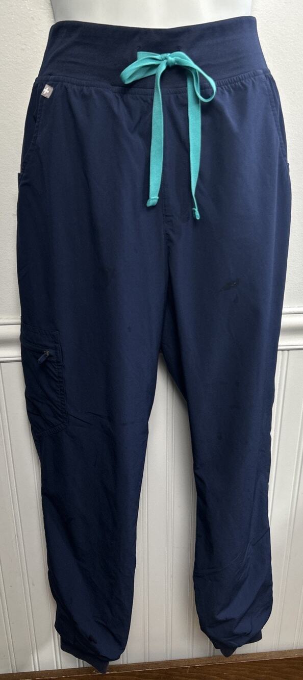 Figs S Navy Blue High Waisted Zamora FreeX Lined Jogger Scrub